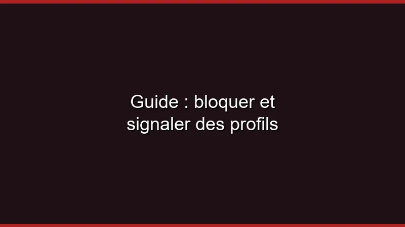Guide : bloquer et signaler des profils