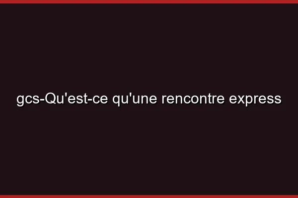 Qu'est-ce qu'une rencontre express
